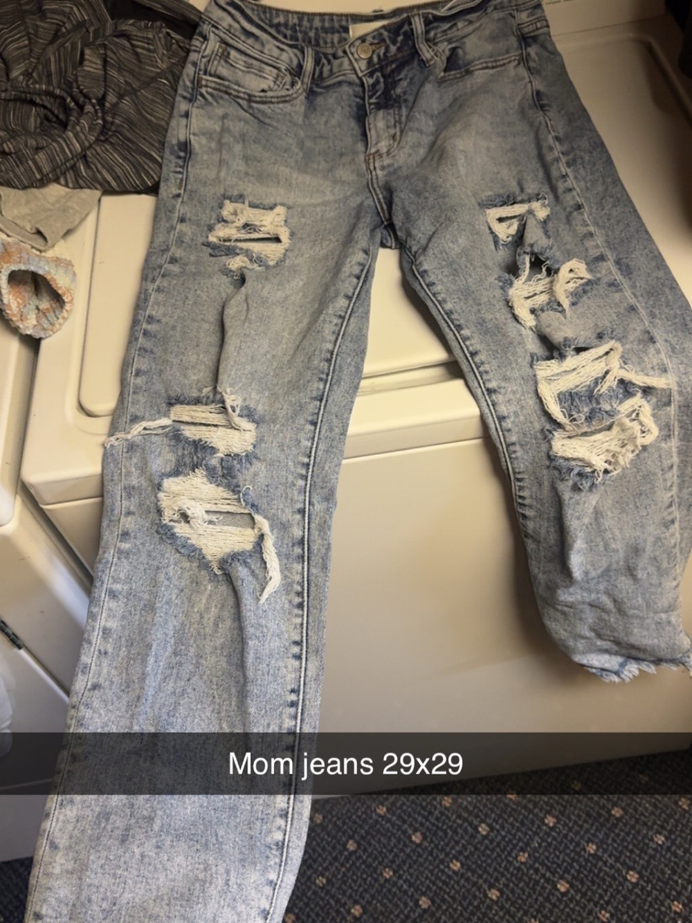 Light Wash Distressed Mom Jeans